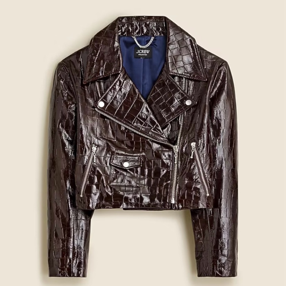 J. Crew Collection moto jacket in croc-embossed leather